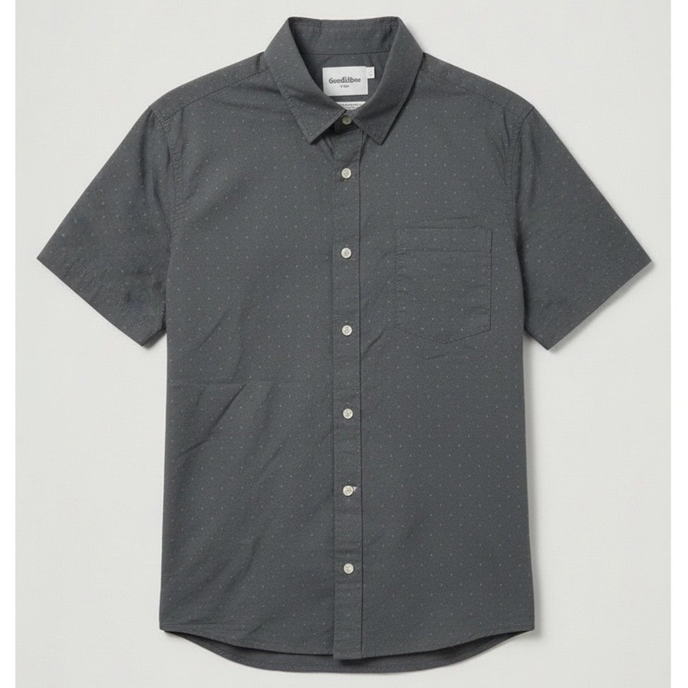 Goodfellow & Co Button Up Shirt Mens Medium Gray Geometric Short Sleeve NWT